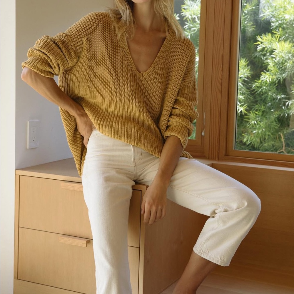 Jenni Kayne Cotton Cabin Sweater in Mustard